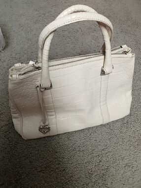 Brighton White Croc-Embossed Satchel